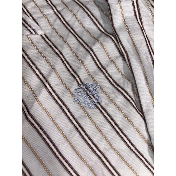 Vintage Versace Button Down Collar Shirt 90s Designer pin stripe Top Blouse y2k - Picture 2 of 15